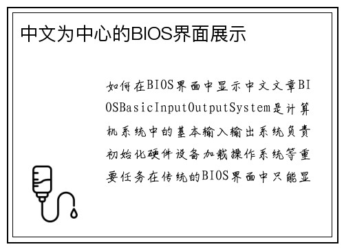 中文为中心的BIOS界面展示